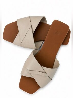 H&M Women's Crisscross Slide Sandals in Light Beige and Brown